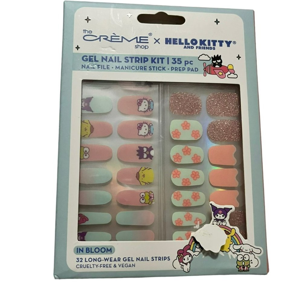 THE CREME SHOP X HELLO KITTY NAIL WRAPS GEL NAIL STRIP KIT IN BLOOM BLUE PINK NW